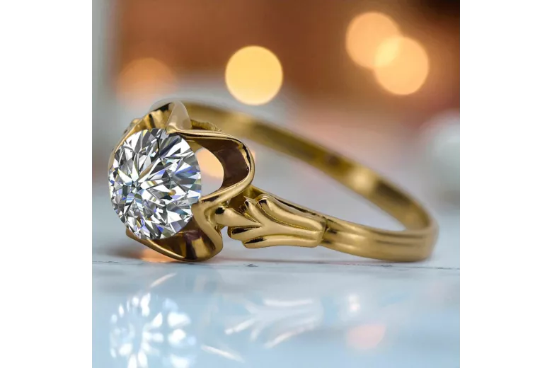 Каблучка Циркон 14K Жовте золото Вінтаж стиль vrc023y